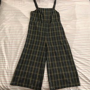 Plaid Wide Leg Overalls